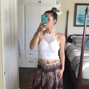 P.S. Erin Wasson white crochet halter top
